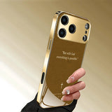 Minimalist Letters Pattern Gold Metallic Paint Glass Case For iPhone