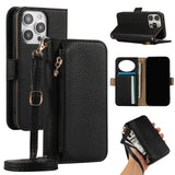 Crossbody Zipper Wallet with Card Holder Case for IPhone