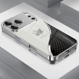 Curved Maple Leaf Pattern Tempered Glass Case For iPhone