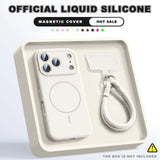 Magnetic Wrist Strap Liquid Silicone Phone Case For iPhone
