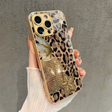 Leopard Butterfly Sphere Print Tempered Glass Case For iPhone