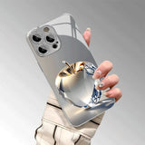 Gorgeous Shine Crystal Apple Electroplated Glass Case For iPhone