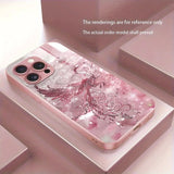Pink Crystal Phoenix Pattern Metallic Paint Glass Hard Case For iPhone