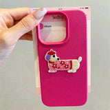 Korean Cute 3D Cartoon Embroidery Dog Phone Case For iPhone
