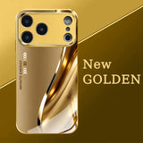 Luxury Metal Curve Pattern Gold Metallic Paint Glass Phone Case For iPhone