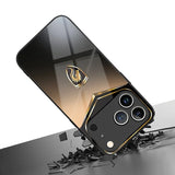 Golden Dragon Pattern Tempered Glass Black Case For iPhone