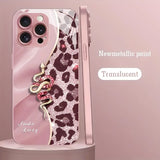 Spliced Leopard Print Golden Snake Metallic Paint Glass Phone Case For iPhone