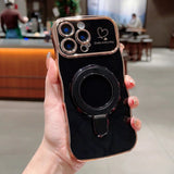 Plating Love Heart Magnetic  Phone Case For iPhone