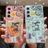 Travel World Print  Card Slot Pocket TPU Case For Samsung Galaxy