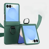 Skin Feel Hard Phone with Ring Hinge Protective Case for Samsung Galaxy Z Flip