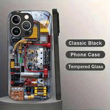 Creative Mechanical Circuit Board Pattern Glass Case For iPhone