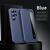 Smart Leather Window View Touch Display Flip Shell Case for Samsung