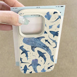 Ocean Shark Whale Pattern Leather Texture TPU Case For iPhone