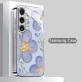 Floral Pattern Electroplated Glass Case for Samsung