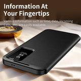 Leather Card Solt Pocket Smart Display LED Transparent Window Case for Samsung