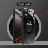 Black Mist Water Droplets For Apple Pattern Glass Phone Case For iPhone