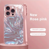 Lasers Textured Iridescent Paint Tempered Glass Case For iPhone