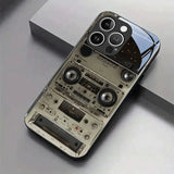 Retro Magnetic Radio Tape Cassette Pattern Glass Case For iPhone