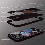 Simple Elegant Red Curved Pattern Tempered Glass Case For iPhone