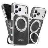 Rotating magnet ring folding stand leather magnetic phone case suitable For iPhone