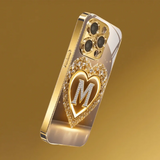 Tempered glass Phone Case Luxurious Letter“M"Gold Pattern case For iphone