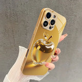 Gold Diamond Crystal For Apple Paint Glass Case For iPhone