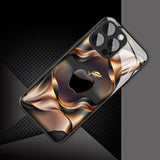 Black Golden For Apple Pattern Glass Material Phone Case For iPhone