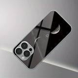 Simple Moon Love Pattern Tempered Glass Electroplated Case For iPhone