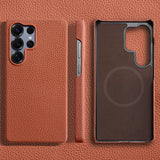 Natural Cowhide Leather Magnetic Case for Samsung