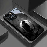 Night Raven Bright Moon Pattern Tempered Glass Case For iPhone