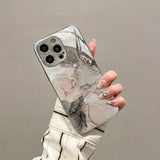 Luxury Marble Texture Pattern Tempered Glass Electroplated Case For iPhone