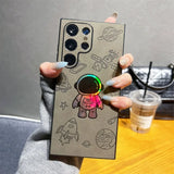 Cartoon Astronaut Leather Silicone Fall Prevention Case for Samsung Galaxy
