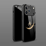 Trendy Moon Letter A Pattern Tempered Glass Case For iPhone