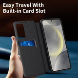 Leather Card Solt Pocket Smart Display LED Transparent Window Case for Samsung