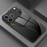 Luxury Wave Line Pattern Tempered Glass Black Case For iPhone