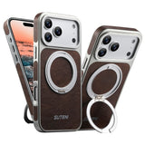 Rotating magnet ring folding stand leather magnetic phone case suitable For iPhone