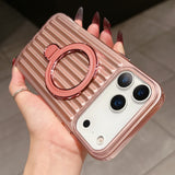 Magnetic Luggage Corrugated Stripe Bracket Case for IPhone