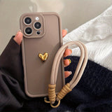 Cute Korean 3D Golden Love Heart Soft Case For iPhone