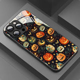 Halloween Themed Pumpkin Pattern Glass Phone Case For iPhone