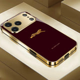 Electroplated Gold Leopard Print Glass Shockproof Phone Case For iPhone