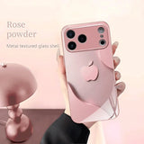 Luxury Light Pink Apple Pattern Glass Case For iPhone