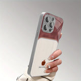 Simple Striped Pattern Tempered Glass Electroplated Phone Case For iPhone