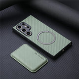 Carbon Fiber Style PU Leather Magnetic Case for Samsung Galaxy
