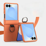 Skin Feel Hard Phone with Ring Hinge Protective Case for Samsung Galaxy Z Flip