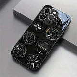 Aviation Instrument Pattern Tempered Glass Case For iPhone