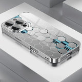 Silver Gradient Honeycomb Pattern Glass Electroplated Case For iPhone