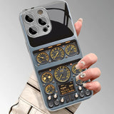 Luxury Aircraft Instrument Pattern Tempered Glass Case For iPhone