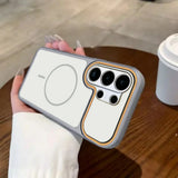 Luxury color-blocked frosted magnetic phone case For Samsung