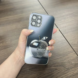 Silver For Apple Diamond Pattern Tempered Glass Electroplated Case For iPhone