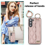 Leather Ring Wrist Strap Case for Samsung Galaxy